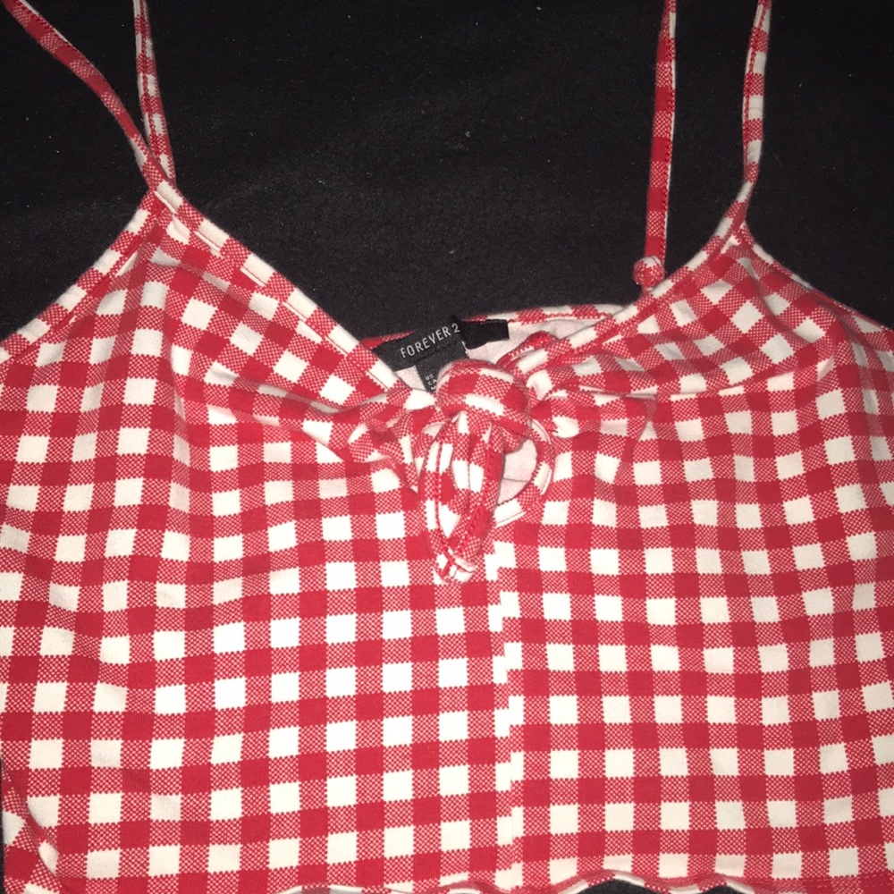 Red and white plaid red and white crop top